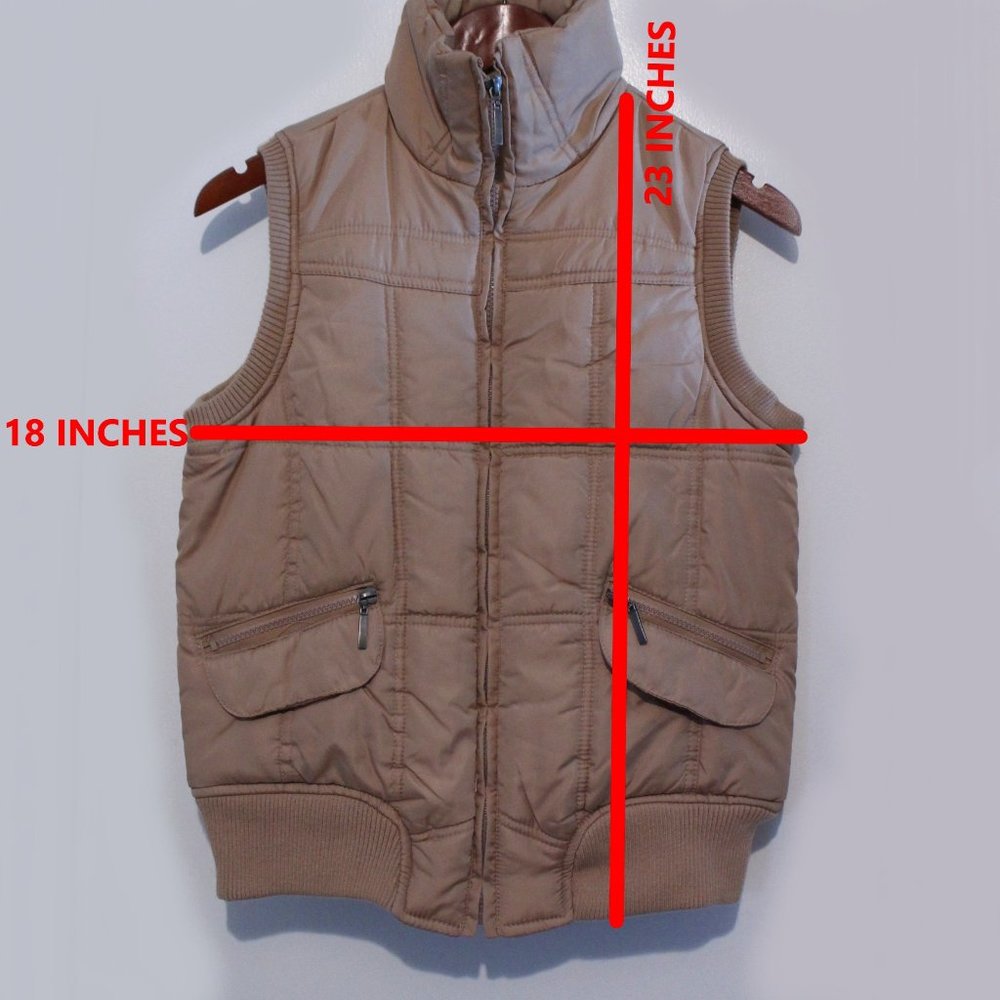 OUTEREDGE, TAN PUFFER VEST,  SIZE SMALL - Picture 7 of 7